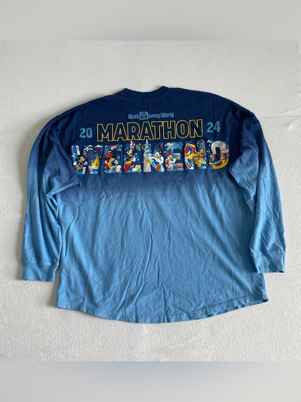 Disney World 2024 Marathon Weekend Shirt XL Spirit Jersey Blue Ombre Mickey